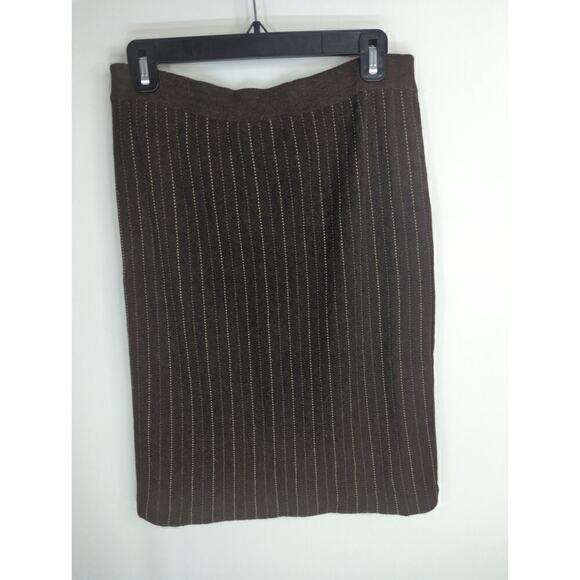 Peruvian Connection Womens Pinstripe Alpaca Wool Blend  Pencil Skirt Brown Small - Picture 4 of 6